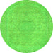 Round Abstract Green Modern Rug, abs2810grn