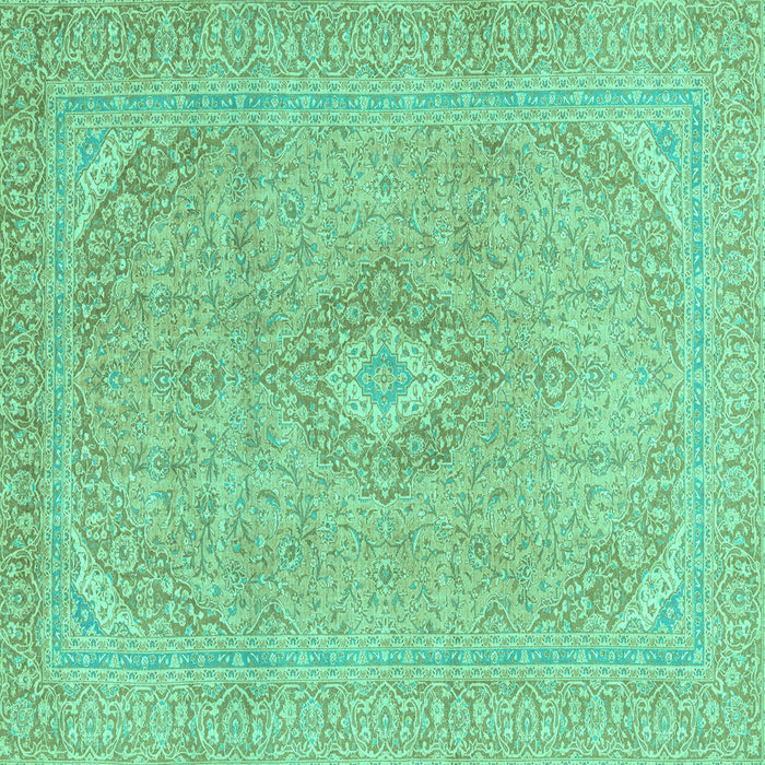 Square Abstract Turquoise Modern Rug, abs2811turq