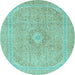 Round Abstract Light Blue Modern Rug, abs2811lblu