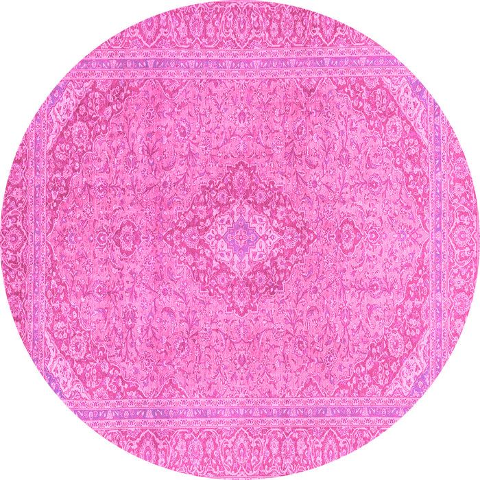 Round Abstract Pink Modern Rug, abs2811pnk
