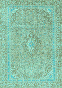 Abstract Light Blue Modern Rug, abs2811lblu