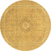 Round Abstract Brown Modern Rug, abs2811brn