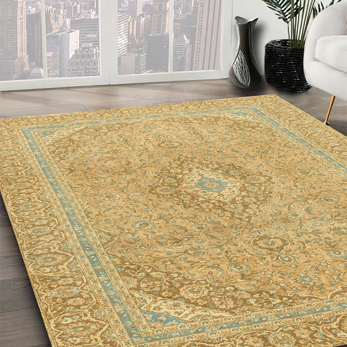 Machine Washable Abstract Chrome Gold Yellow Rug in a Family Room, wshabs2811