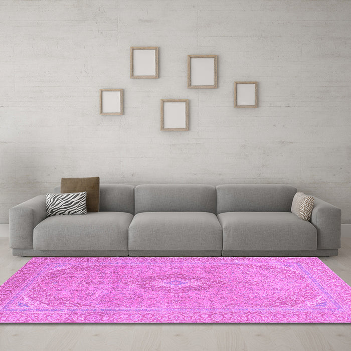 Machine Washable Abstract Purple Modern Area Rugs in a Living Room, wshabs2811pur