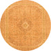 Round Abstract Orange Modern Rug, abs2811org