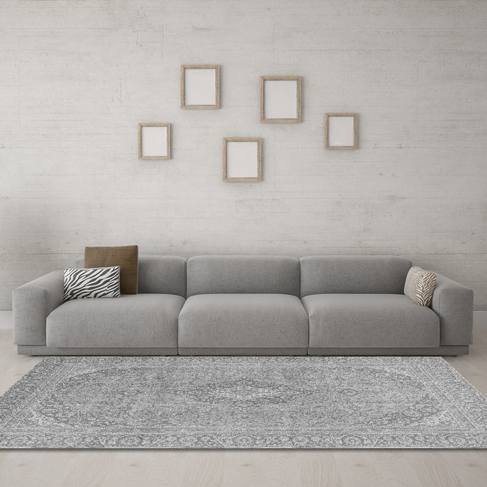Machine Washable Abstract Gray Modern Rug in a Living Room,, wshabs2811gry