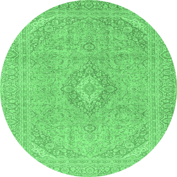 Round Abstract Emerald Green Modern Rug, abs2811emgrn