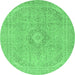 Round Abstract Emerald Green Modern Rug, abs2811emgrn