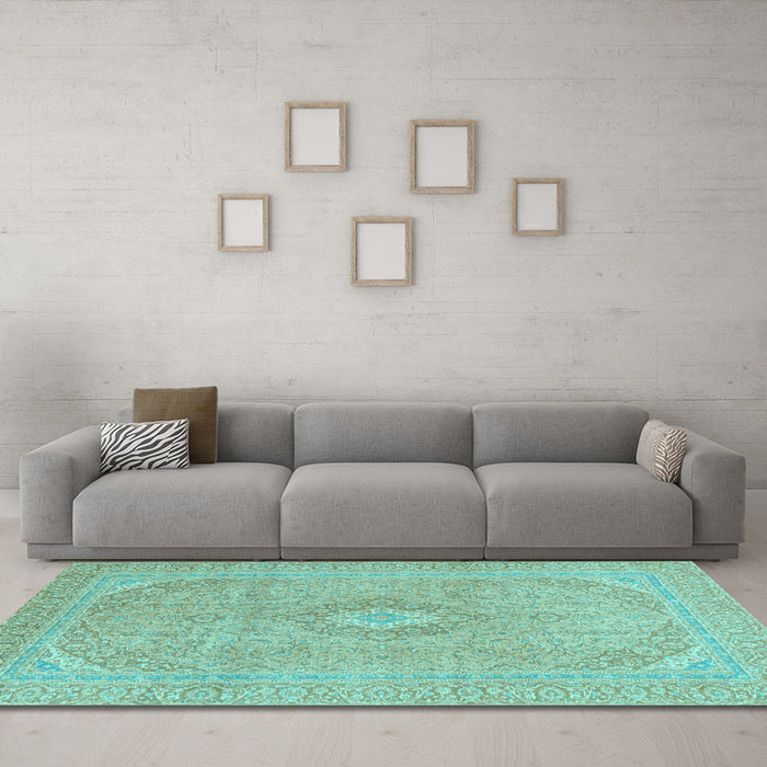 Machine Washable Abstract Light Blue Modern Rug in a Living Room, wshabs2811lblu