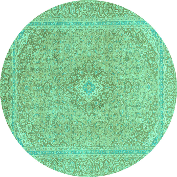 Round Abstract Turquoise Modern Rug, abs2811turq