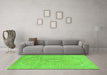 Machine Washable Abstract Green Modern Area Rugs in a Living Room,, wshabs2811grn