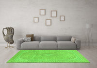 Machine Washable Abstract Green Modern Rug, wshabs2811grn