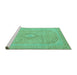 Sideview of Machine Washable Abstract Turquoise Modern Area Rugs, wshabs2811turq