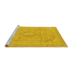 Sideview of Machine Washable Abstract Yellow Modern Rug, wshabs2811yw