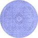 Round Abstract Blue Modern Rug, abs2811blu