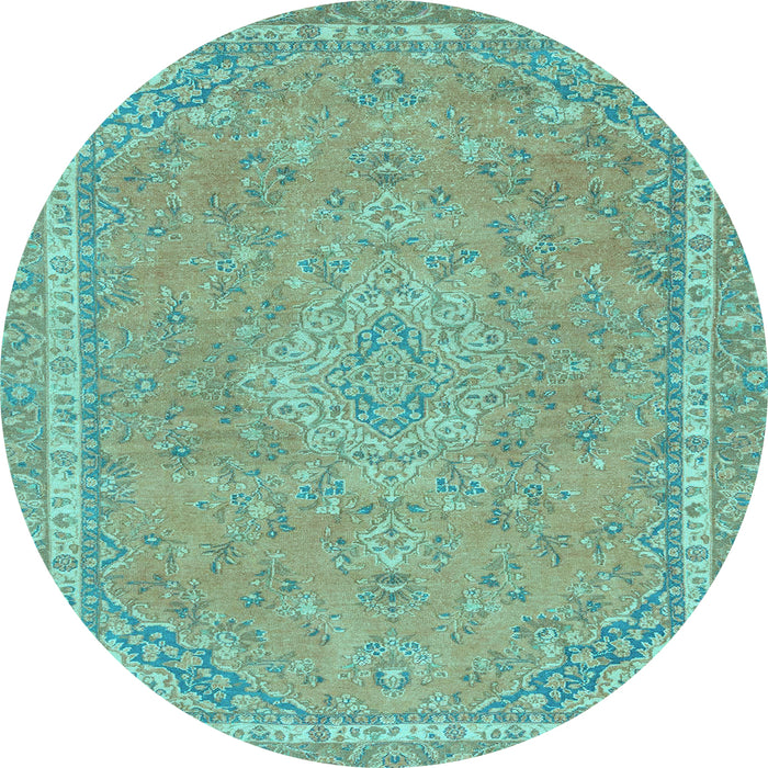 Round Abstract Light Blue Modern Rug, abs2812lblu