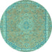 Round Abstract Light Blue Modern Rug, abs2812lblu