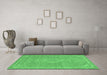 Machine Washable Abstract Emerald Green Modern Area Rugs in a Living Room,, wshabs2812emgrn