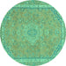 Round Abstract Turquoise Modern Rug, abs2812turq