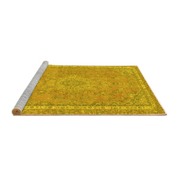 Sideview of Machine Washable Abstract Yellow Modern Rug, wshabs2812yw