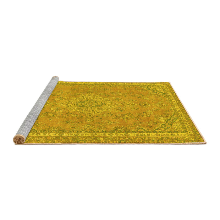 Sideview of Machine Washable Abstract Yellow Modern Rug, wshabs2812yw