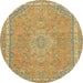 Round Abstract Cinnamon Brown Modern Rug, abs2812