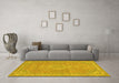 Machine Washable Abstract Yellow Modern Rug in a Living Room, wshabs2812yw