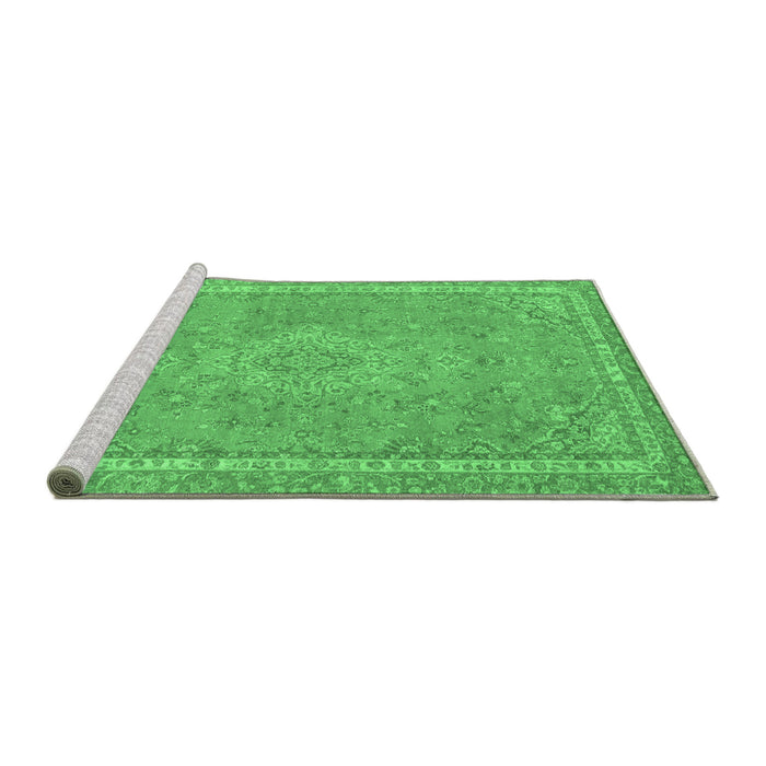 Sideview of Machine Washable Abstract Emerald Green Modern Area Rugs, wshabs2812emgrn