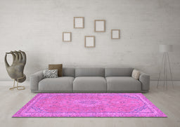 Machine Washable Abstract Purple Modern Area Rugs in a Living Room, wshabs2812pur