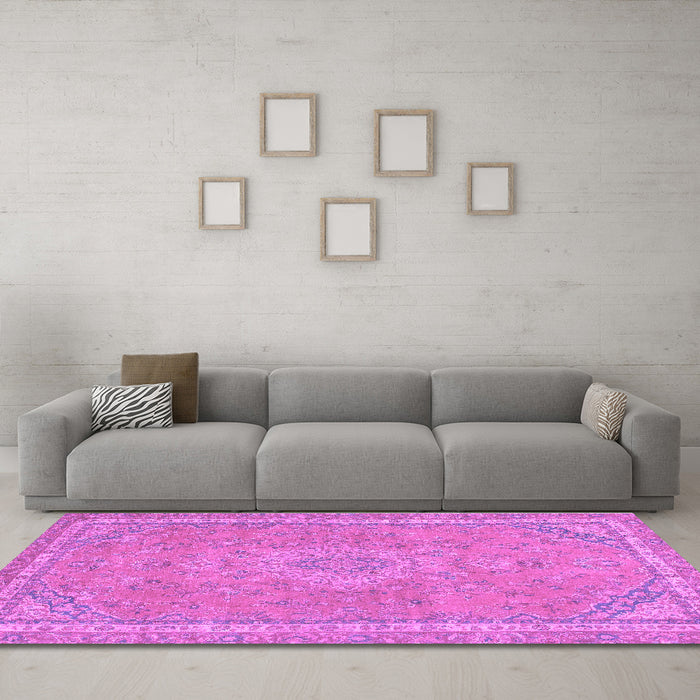 Machine Washable Abstract Purple Modern Area Rugs in a Living Room, wshabs2812pur
