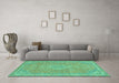 Machine Washable Abstract Turquoise Modern Area Rugs in a Living Room,, wshabs2812turq