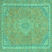 Square Abstract Turquoise Modern Rug, abs2812turq