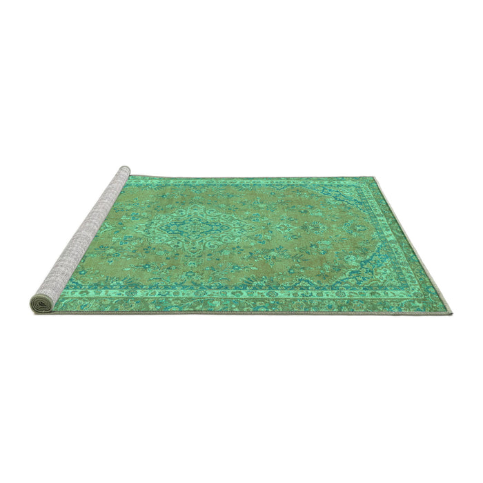 Sideview of Machine Washable Abstract Turquoise Modern Area Rugs, wshabs2812turq