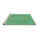 Sideview of Machine Washable Abstract Turquoise Modern Area Rugs, wshabs2812turq