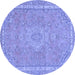 Round Machine Washable Abstract Blue Modern Rug, wshabs2812blu