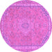 Round Machine Washable Abstract Purple Modern Area Rugs, wshabs2812pur