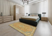 Abstract Cinnamon Brown Modern Rug in a Bedroom, abs2812