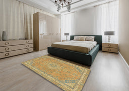 Abstract Cinnamon Brown Modern Rug in a Bedroom, abs2812