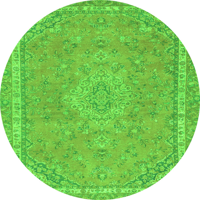 Round Machine Washable Abstract Green Modern Area Rugs, wshabs2812grn