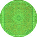 Round Machine Washable Abstract Green Modern Area Rugs, wshabs2812grn