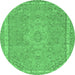 Round Abstract Emerald Green Modern Rug, abs2812emgrn