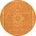 Round Machine Washable Abstract Orange Modern Area Rugs, wshabs2812org