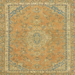 Square Abstract Cinnamon Brown Modern Rug, abs2812