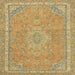 Square Abstract Cinnamon Brown Modern Rug, abs2812