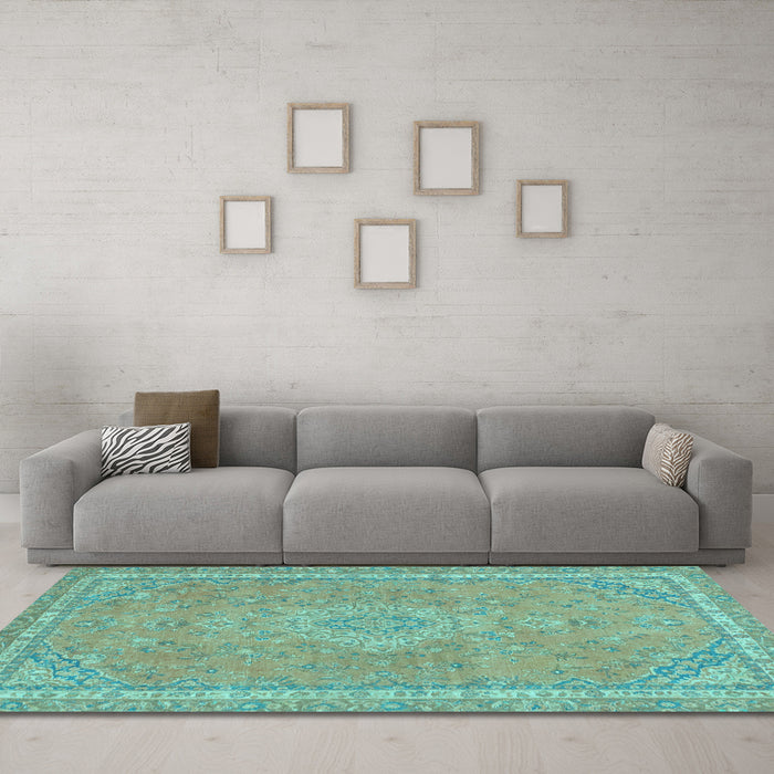 Machine Washable Abstract Light Blue Modern Rug in a Living Room, wshabs2812lblu