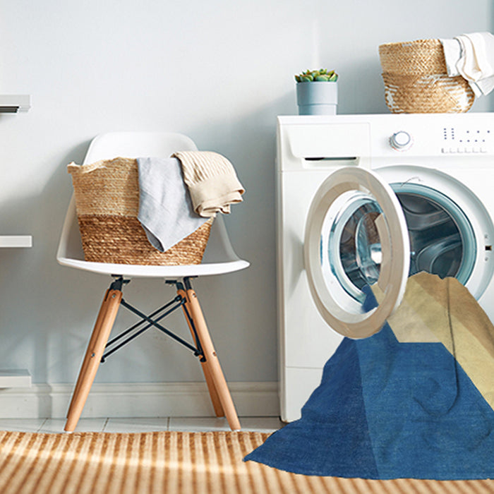 Machine Washable Abstract Steel Blue Rug in a Washing Machine, wshabs2813