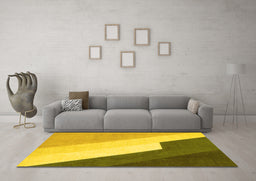 Machine Washable Abstract Yellow Modern Rug in a Living Room, wshabs2813yw