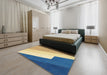 Abstract Steel Blue Modern Rug in a Bedroom, abs2813