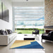 Square Abstract Steel Blue Modern Rug in a Living Room, abs2813