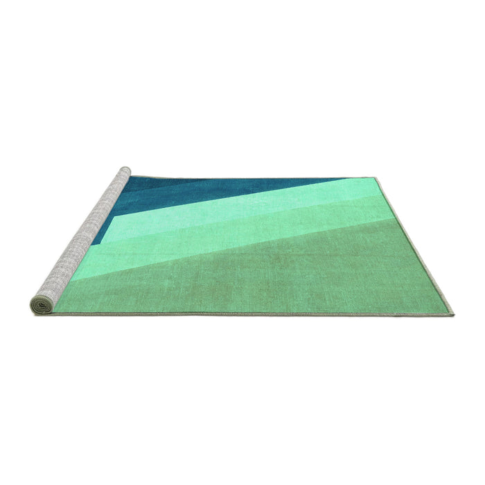 Sideview of Machine Washable Abstract Turquoise Modern Area Rugs, wshabs2813turq